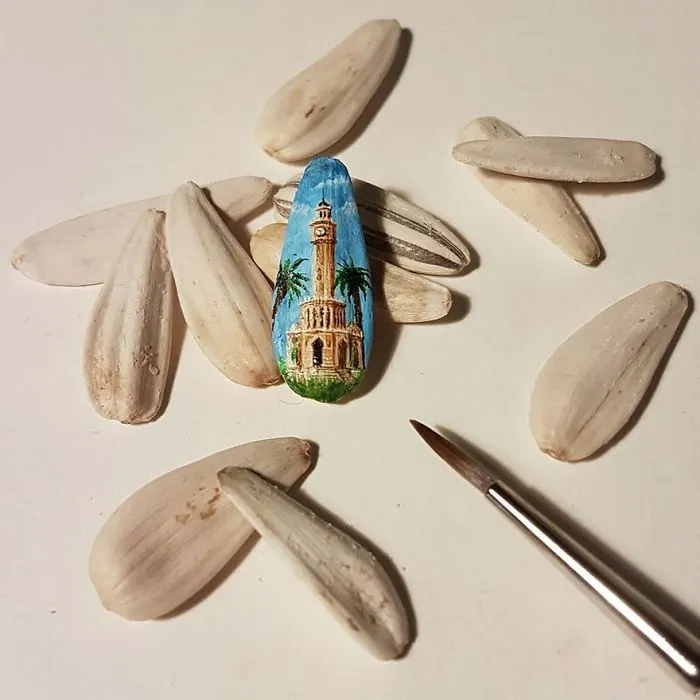 Turkish Artist Paints Unbelievably Tiny Paintings Onto Small Objects
