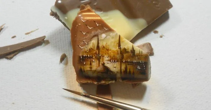 Turkish Artist Paints Unbelievably Tiny Paintings Onto Small Objects