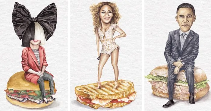 I've Made Over 100 Watercolor Paintings Of Celebs On Sandwiches