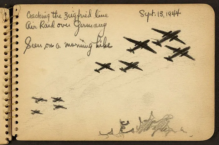Cracking The Zeigfried [I.E. Siegfried] Line, Air Raid Over Germany Seen On A Morning Hike