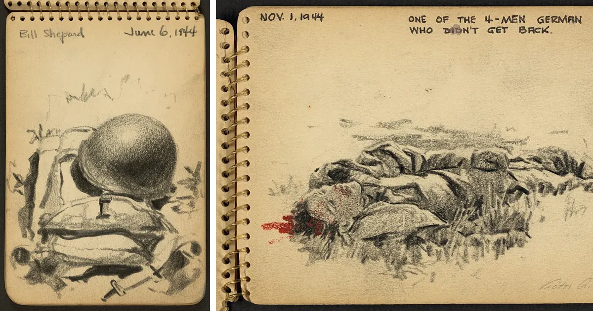 Este cuaderno de un soldado de la 2ª Guerra Mundial muestra la guerra a través de los ojos de un arquitecto