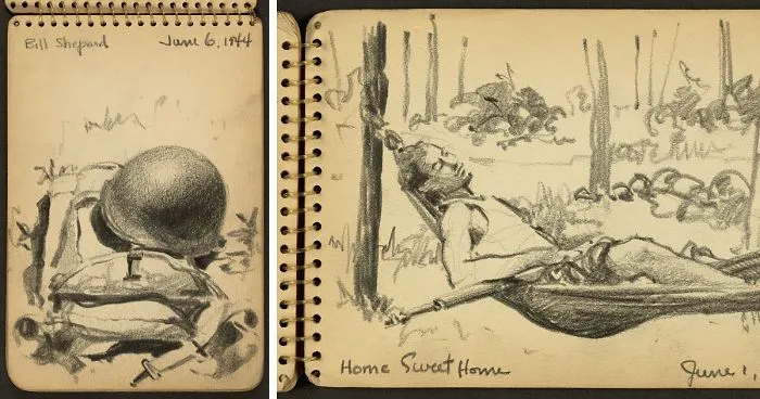 21-Year-Old WWII Soldier's Sketchbooks Show War Through The Eyes Of An Architect