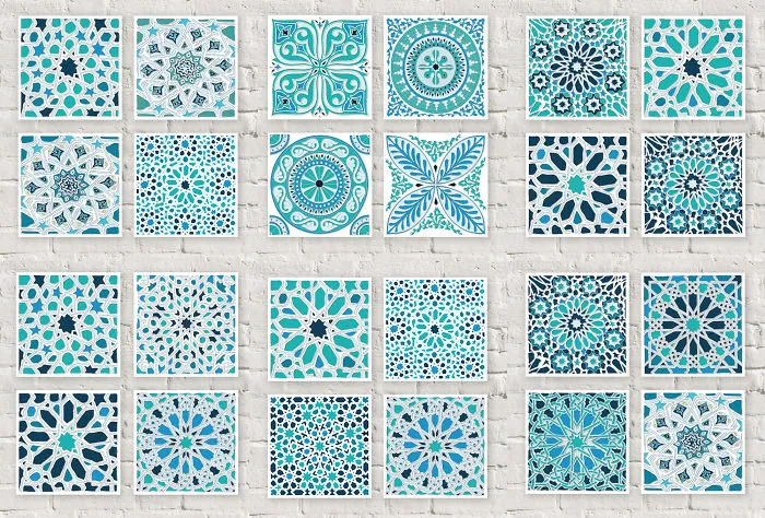 Moroccan Tiles Printed On Canvas By Mokami Design