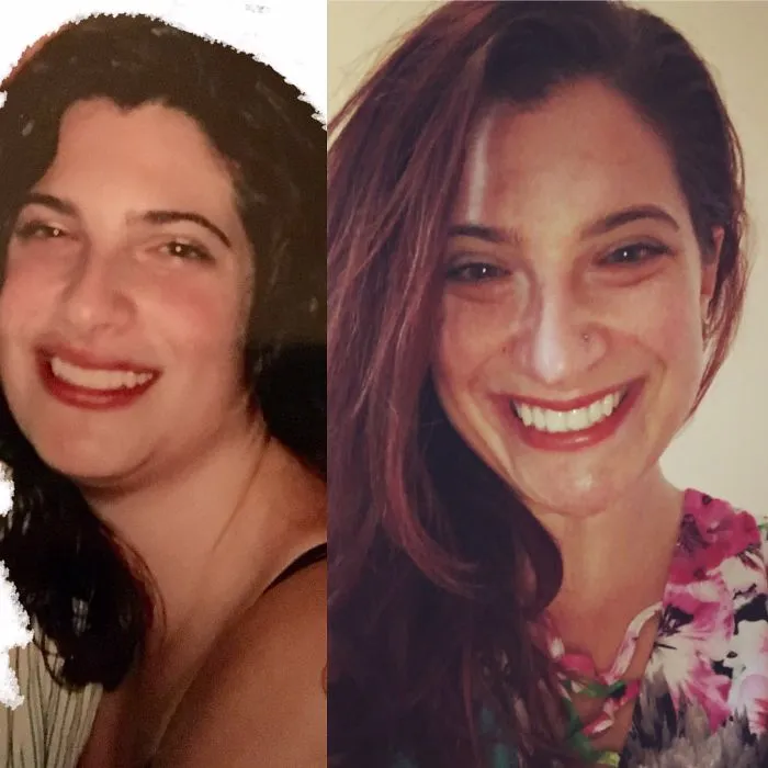 Before-and-after photo showing the effects of stopping drinking, with noticeable positive changes in appearance.