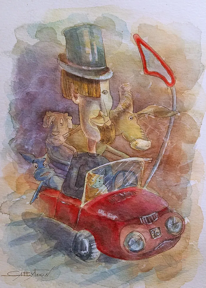 Traveling Watercolor, Ink, Paper 9"x12"