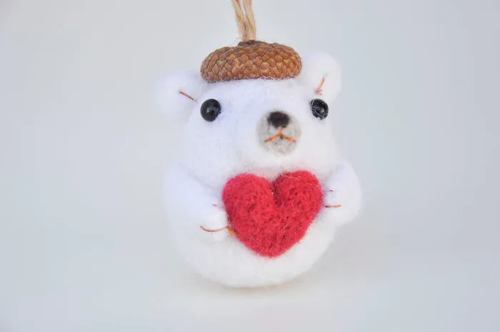I Make Needle Felted Animal Ornaments Wearing Tiny Acorn Berets
