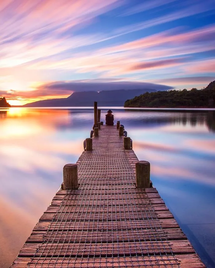 Sunrise At My Fave North Island Lake. Mount Tarawera In The Distance Wearing A Hat Just Like Me