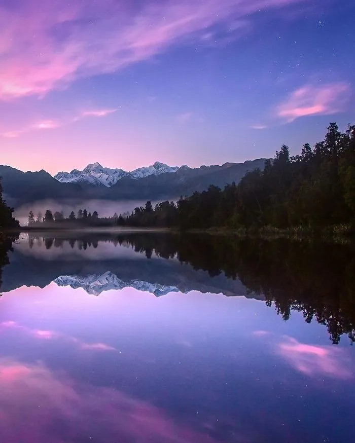 Twilight At Lake Matheson