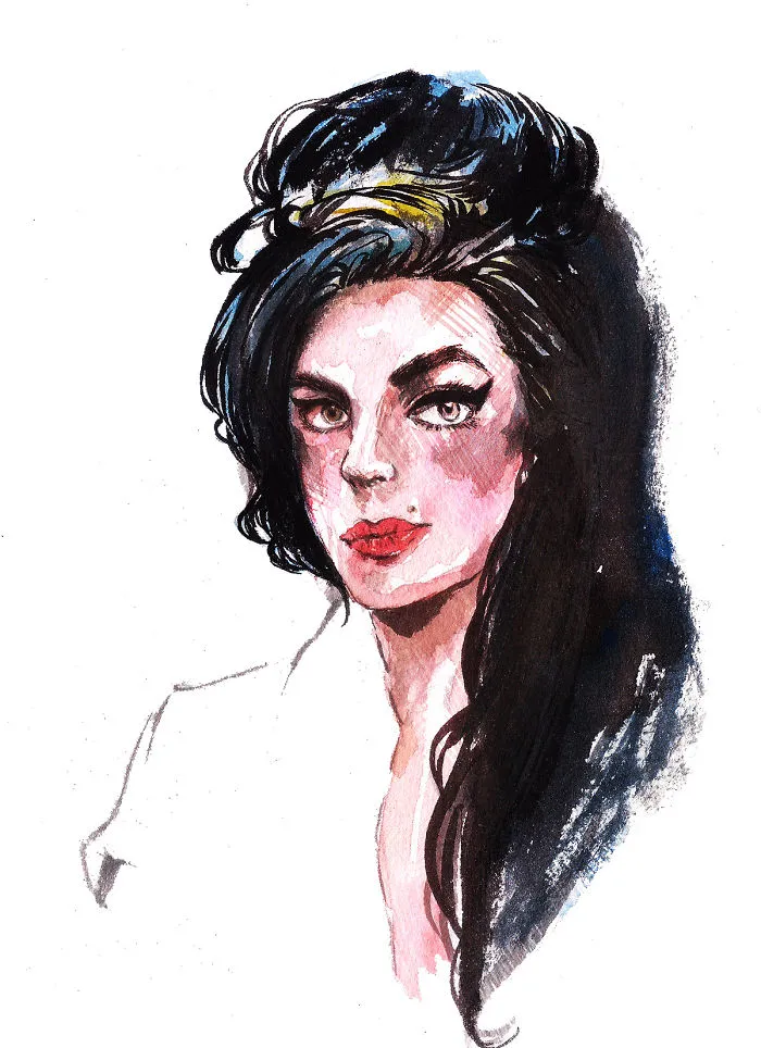 I  Draw A Series Of Portraits By Watercolor And Flower Thread