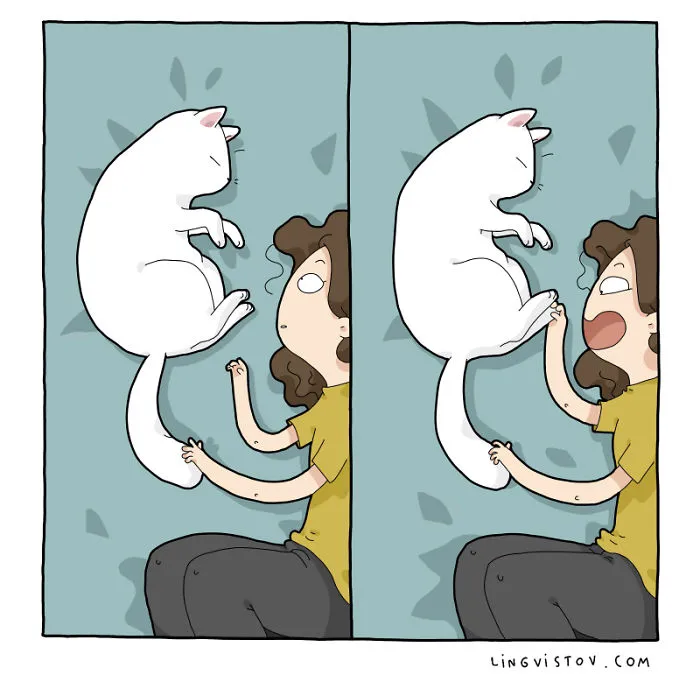 I Illustrate What It's Like To Live With A Cat In 18 Comics