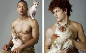 Photographer Captures Topless Male Models Posing With Cats And It's Absolute Purrfection