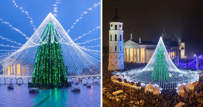 Unique Christmas Tree Illuminated By 50,000 Lightbulbs Opens Festive Season In Vilnius