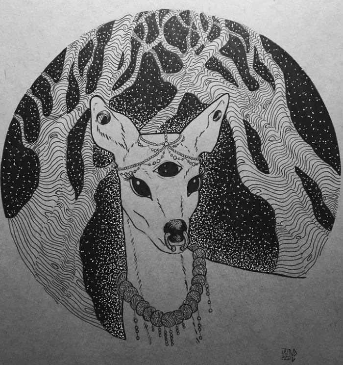 Dreamy Whimsical Deer.