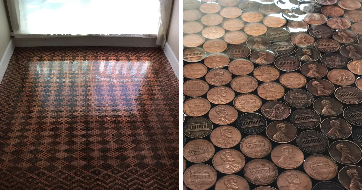 Esta mujer usó 13.000 centavos para renovar su viejo suelo y dejarlo con un aspecto impresionante