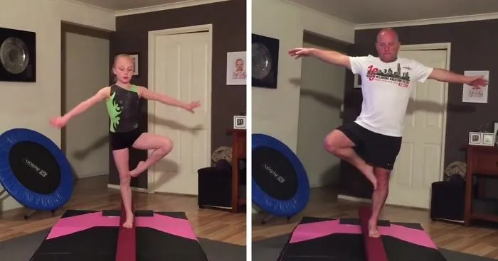 Dad Tries Gymnastics To Bond With His Daughter
