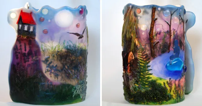 I Made Paraffin Lamp "Faun On A Blue Stone"