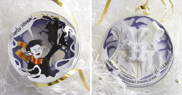 I Made A Series Of Paper Cut Christmas Decorations Inspired By Harry Potter
