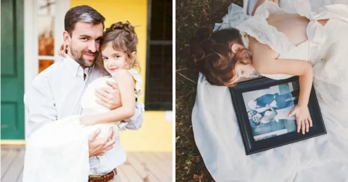 4 Year Old Girl Honors Her Late Mother By Wearing Her Wedding Dress In Beautiful Photo Shoot