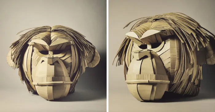 I Created A Monkey Head From Cardboard