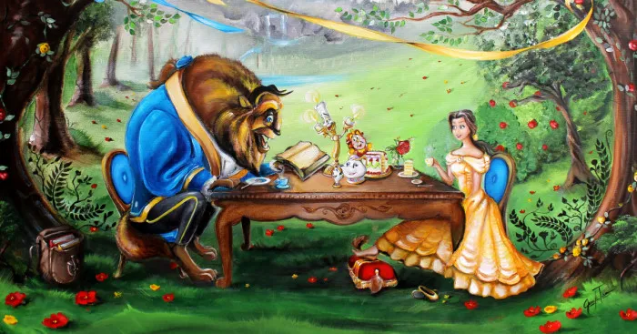I Painted Belle And The Beast Having A Tea Party