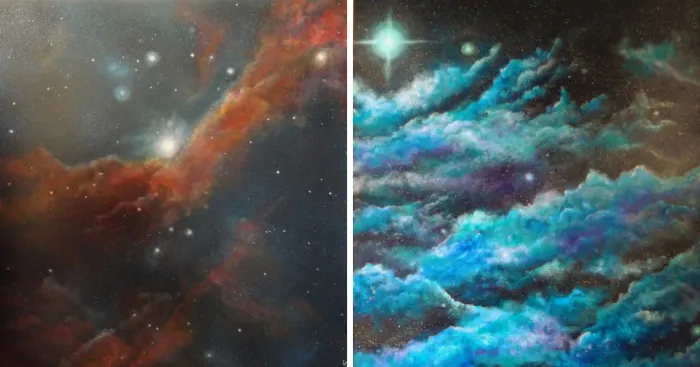 I Create Cosmological Paintings Inspired By Nebula Photos In My Step-Daughters Bedroom