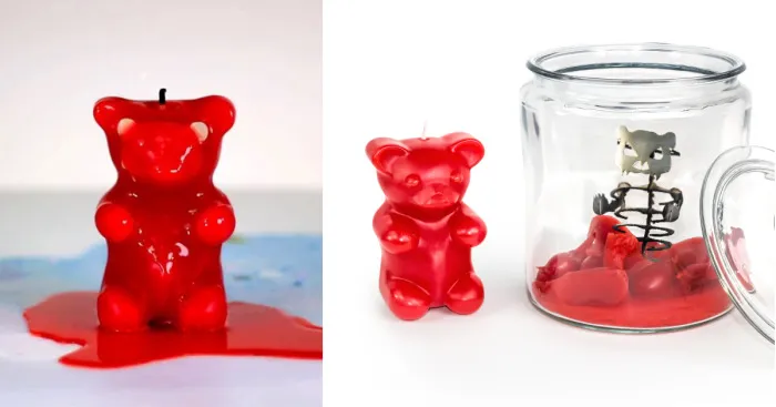 My Gummy Bear Candle Reveals A Hidden Skeleton When It Melts