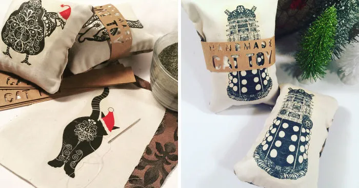 Cute Catnip Cat Toys With My Illustrations On Them