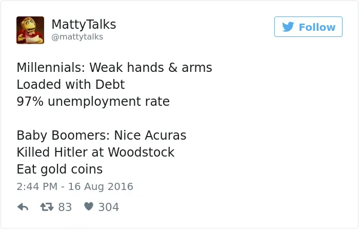 59 Of The Best Comebacks To Baby Boomers Who Complain About Millennials