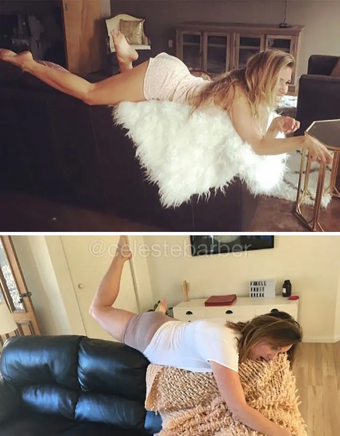Woman Continues To Hilariously Recreate Celebrity Instagram Photos (78 Pics)