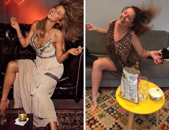 Woman Continues To Hilariously Recreate Celebrity Instagram Photos (78 Pics)