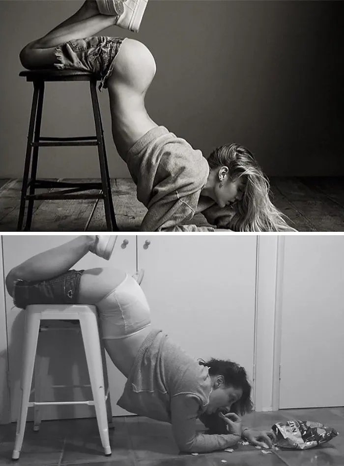 Woman Continues To Hilariously Recreate Celebrity Instagram Photos (78 Pics)