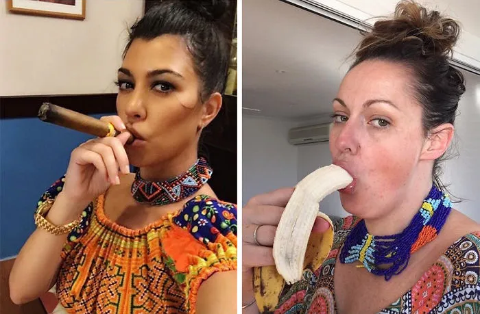 Woman Continues To Hilariously Recreate Celebrity Instagram Photos (78 Pics)