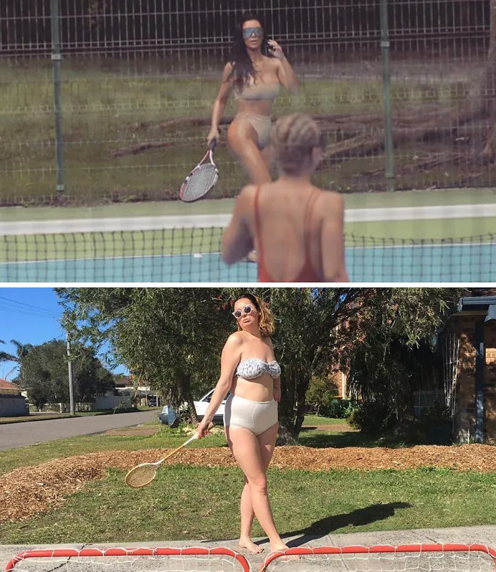 Woman Continues To Hilariously Recreate Celebrity Instagram Photos (78 Pics)