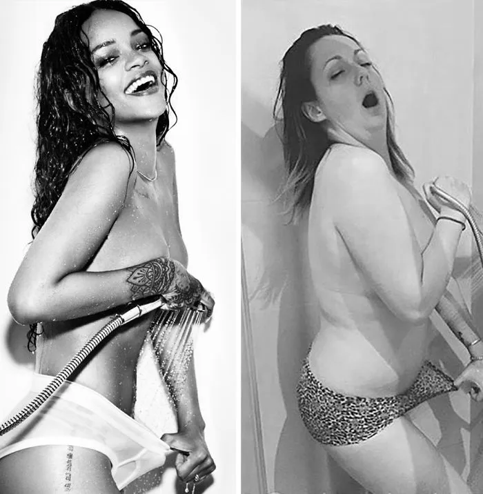Woman Continues To Hilariously Recreate Celebrity Instagram Photos (78 Pics)
