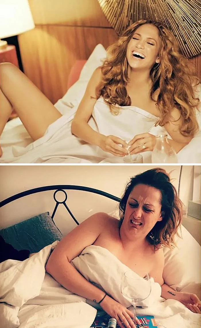 Woman Continues To Hilariously Recreate Celebrity Instagram Photos (78 Pics)