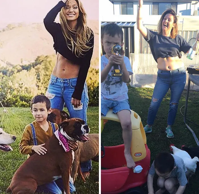 Woman Continues To Hilariously Recreate Celebrity Instagram Photos (78 Pics)