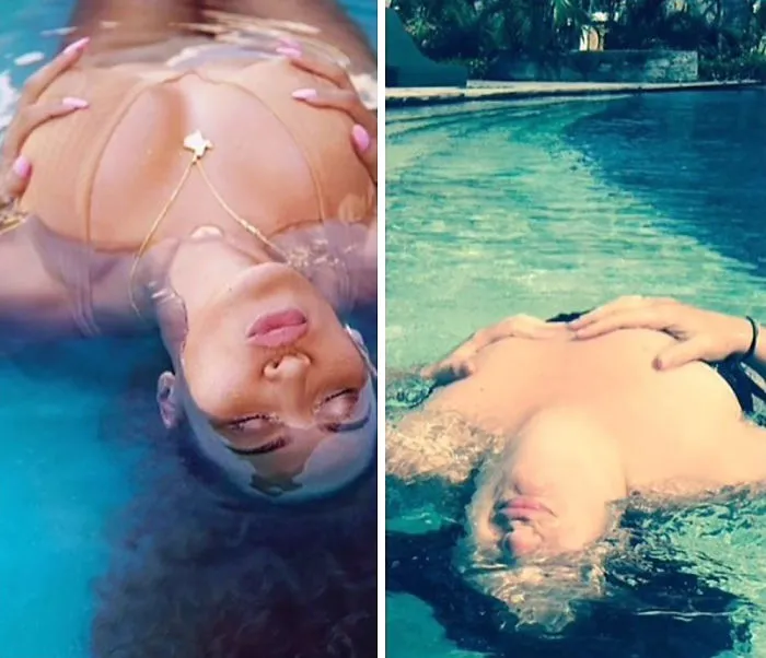 Woman Continues To Hilariously Recreate Celebrity Instagram Photos (78 Pics)