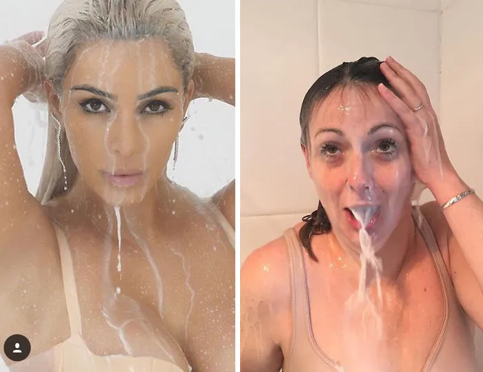 Woman Continues To Hilariously Recreate Celebrity Instagram Photos (78 Pics)