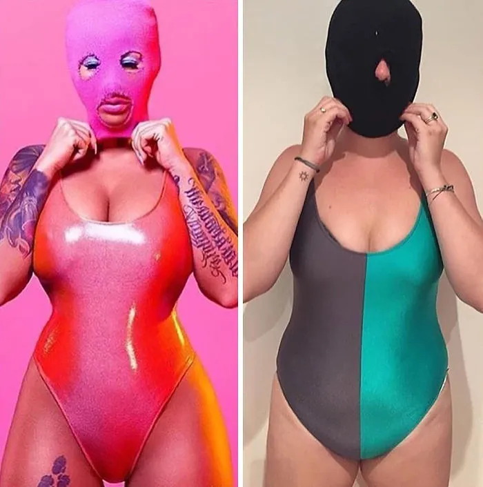 Woman Continues To Hilariously Recreate Celebrity Instagram Photos (78 Pics)