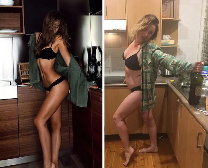 Woman Continues To Hilariously Recreate Celebrity Instagram Photos (78 Pics)