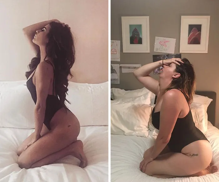 Woman Continues To Hilariously Recreate Celebrity Instagram Photos (78 Pics)