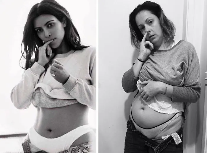 Woman Continues To Hilariously Recreate Celebrity Instagram Photos (78 Pics)