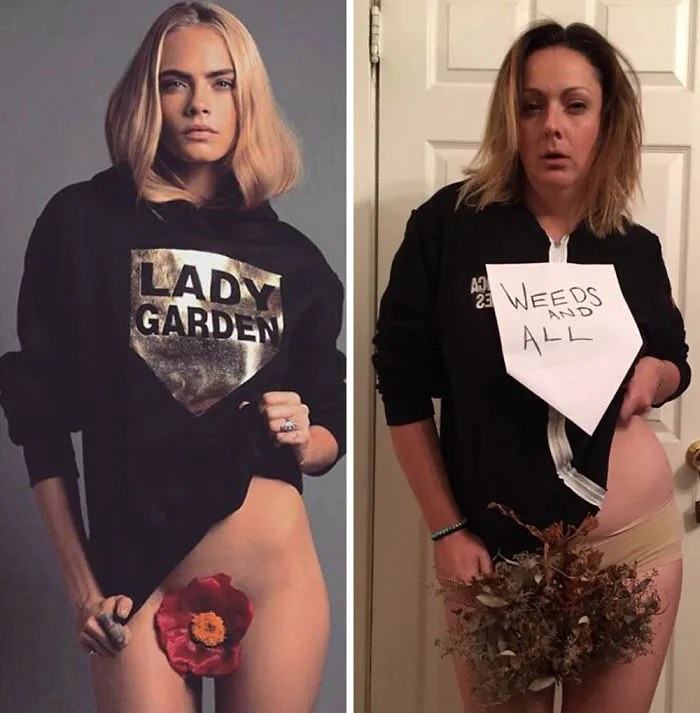 Woman Continues To Hilariously Recreate Celebrity Instagram Photos (78 Pics)
