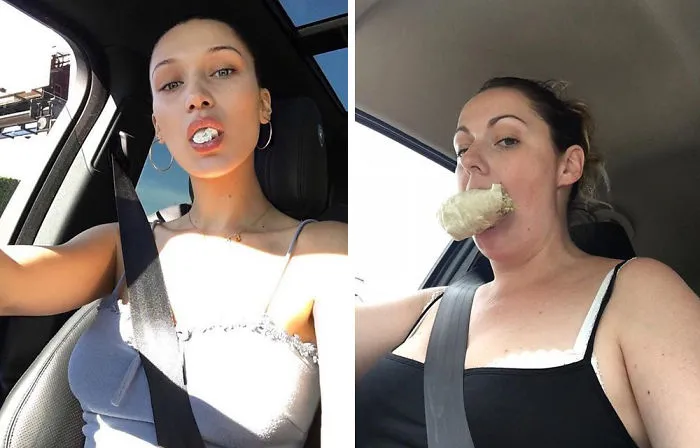 Woman Continues To Hilariously Recreate Celebrity Instagram Photos (78 Pics)