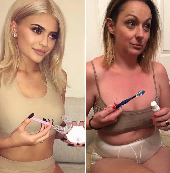 Woman Continues To Hilariously Recreate Celebrity Instagram Photos (78 Pics)
