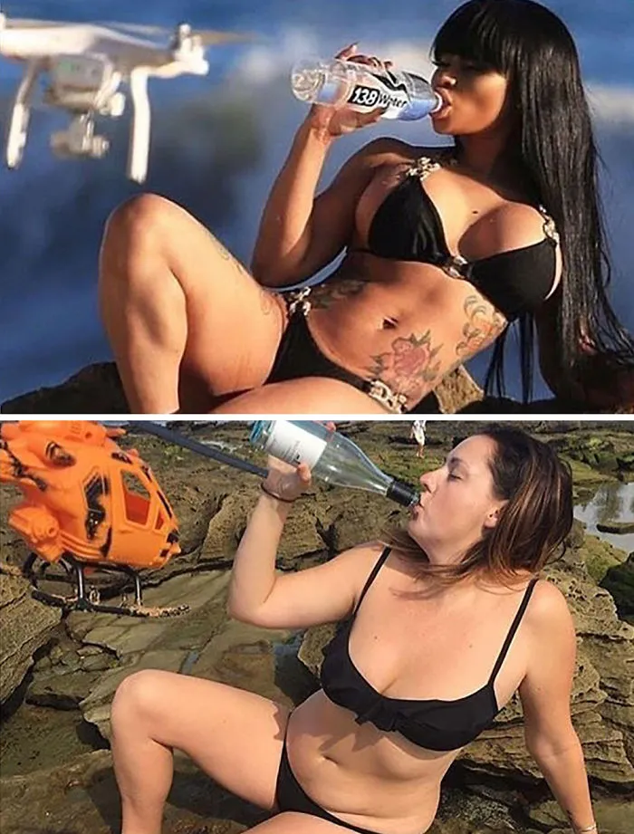 Woman Continues To Hilariously Recreate Celebrity Instagram Photos (78 Pics)