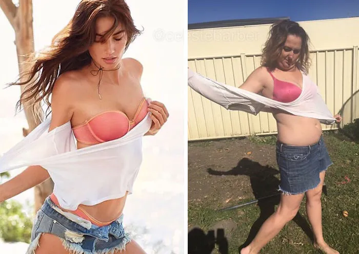 Woman Continues To Hilariously Recreate Celebrity Instagram Photos (78 Pics)