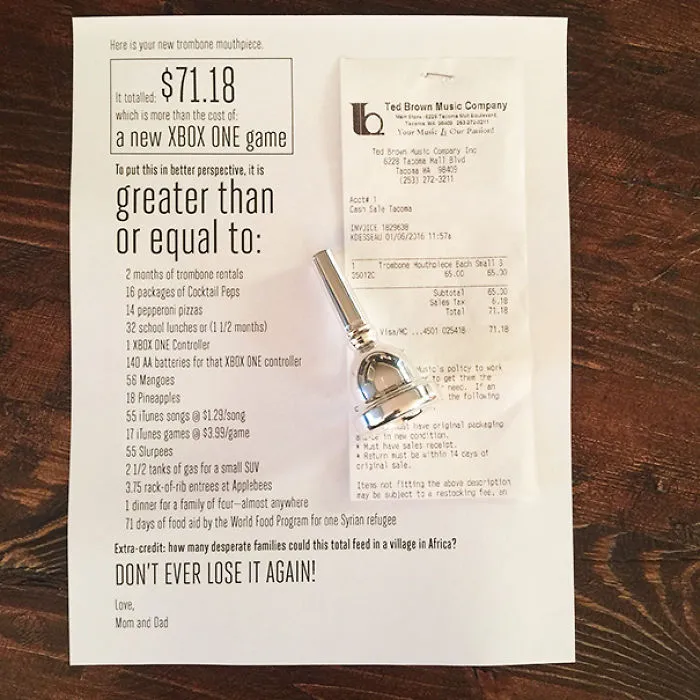 Ensuring Our Son Doesn't Lose His Trombone Mouthpiece Again