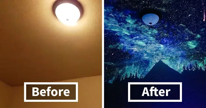 Woman Creates Glow-In-The-Dark Galaxy Painting For Boy Who Couldn't Fall Asleep, Here's His Reaction
