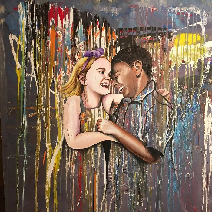 Original Painting: "Just Love" - Acrylic Paint On Wood - 33" X 34" - Mixed Race Children